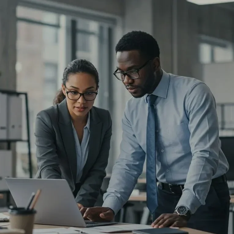 Professional accountant working at desk